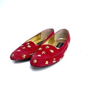 Vintage ZALO Red Suede Charm Loafers | Collectors Pair, 90s Escada Style RARE